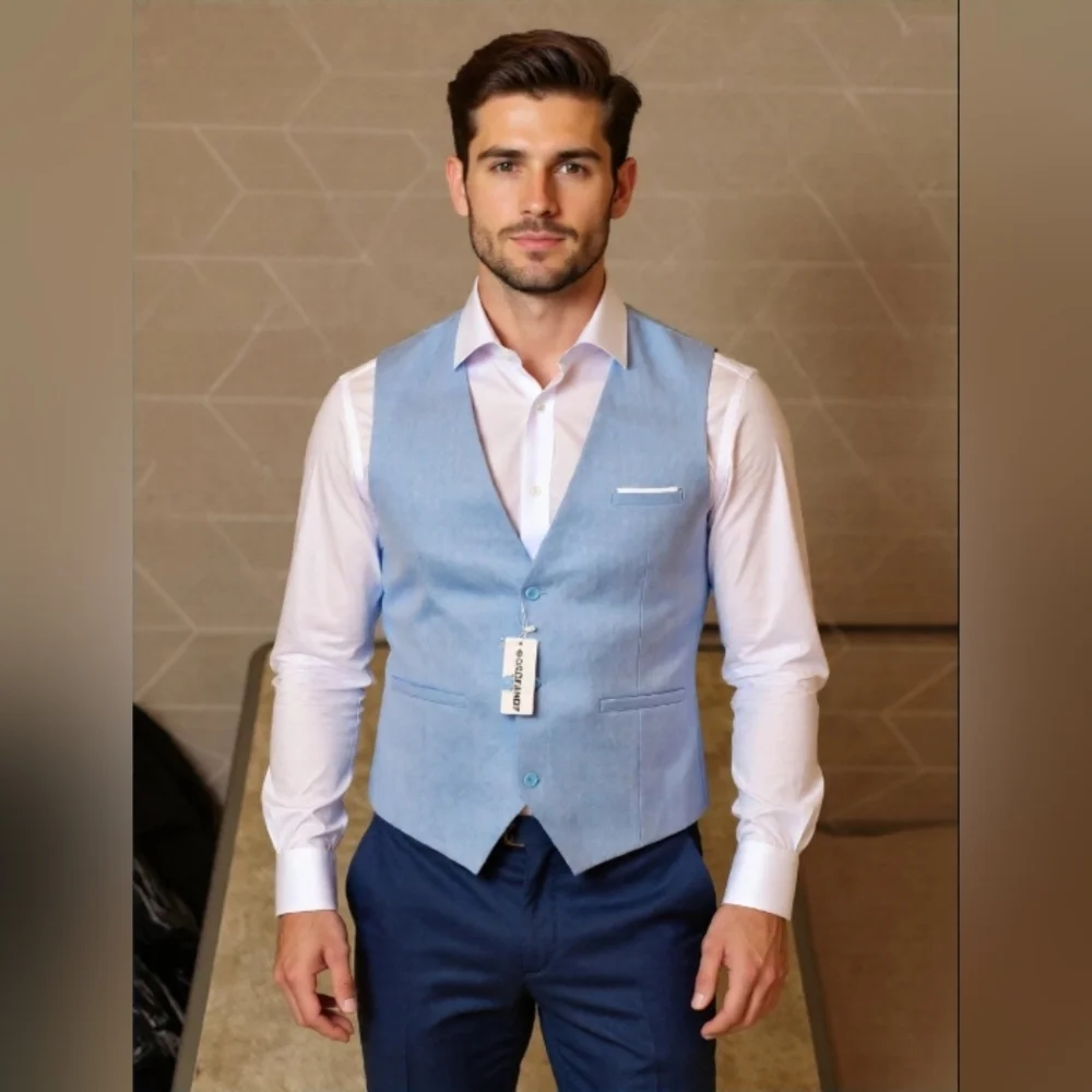 Elegant Light Blue Men's Vest